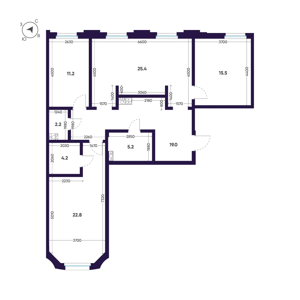 Планировка 3-комнатная 105,5 м² в доме «Мариинка Deluxe» — Дом «Мариинка Deluxe»